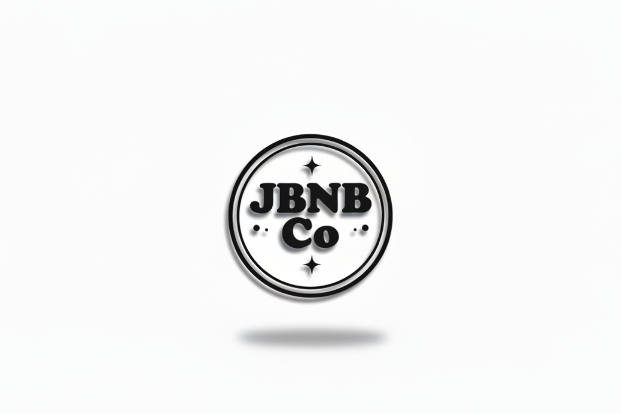 Black circular logo with 'JBNB Co' text on a white background